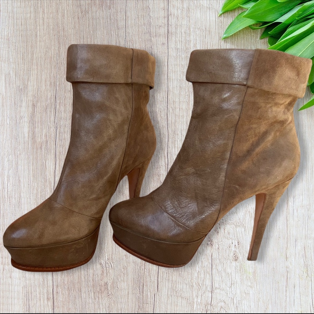Dolce Vita Camel Vero Cuoio Leather Stiletto Ankle Boot Size 7.5